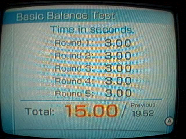 Wii Fit Basic Balance Test: Perfect 15 Seconds